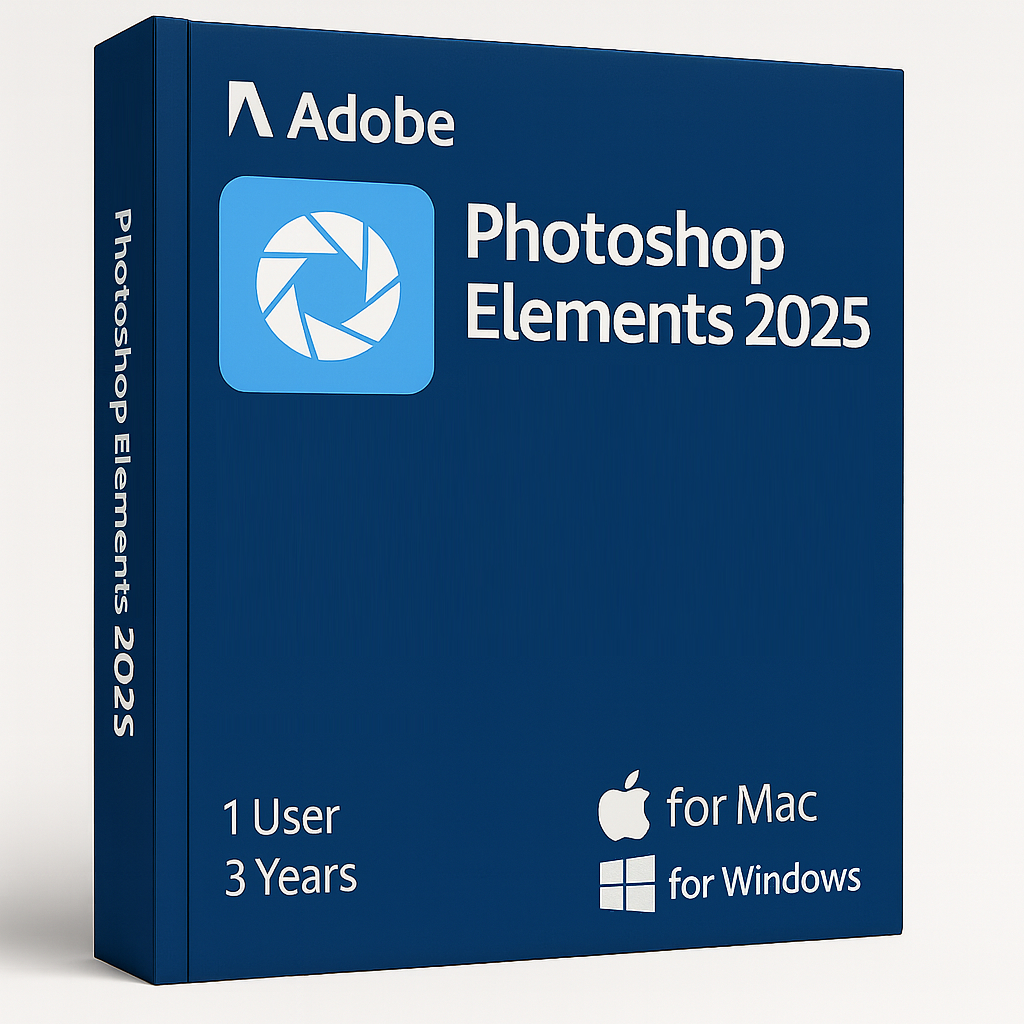 Adobe Photoshop Elements 2025 box for Windows or Mac 1 User 3 Years license