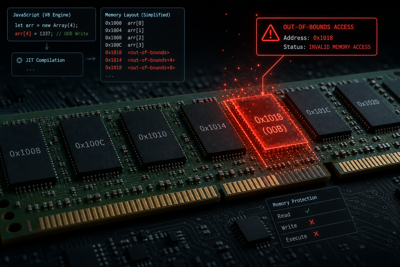 Chrome zero-day out-of-bounds memory vulnerability in V8 JavaScript engine