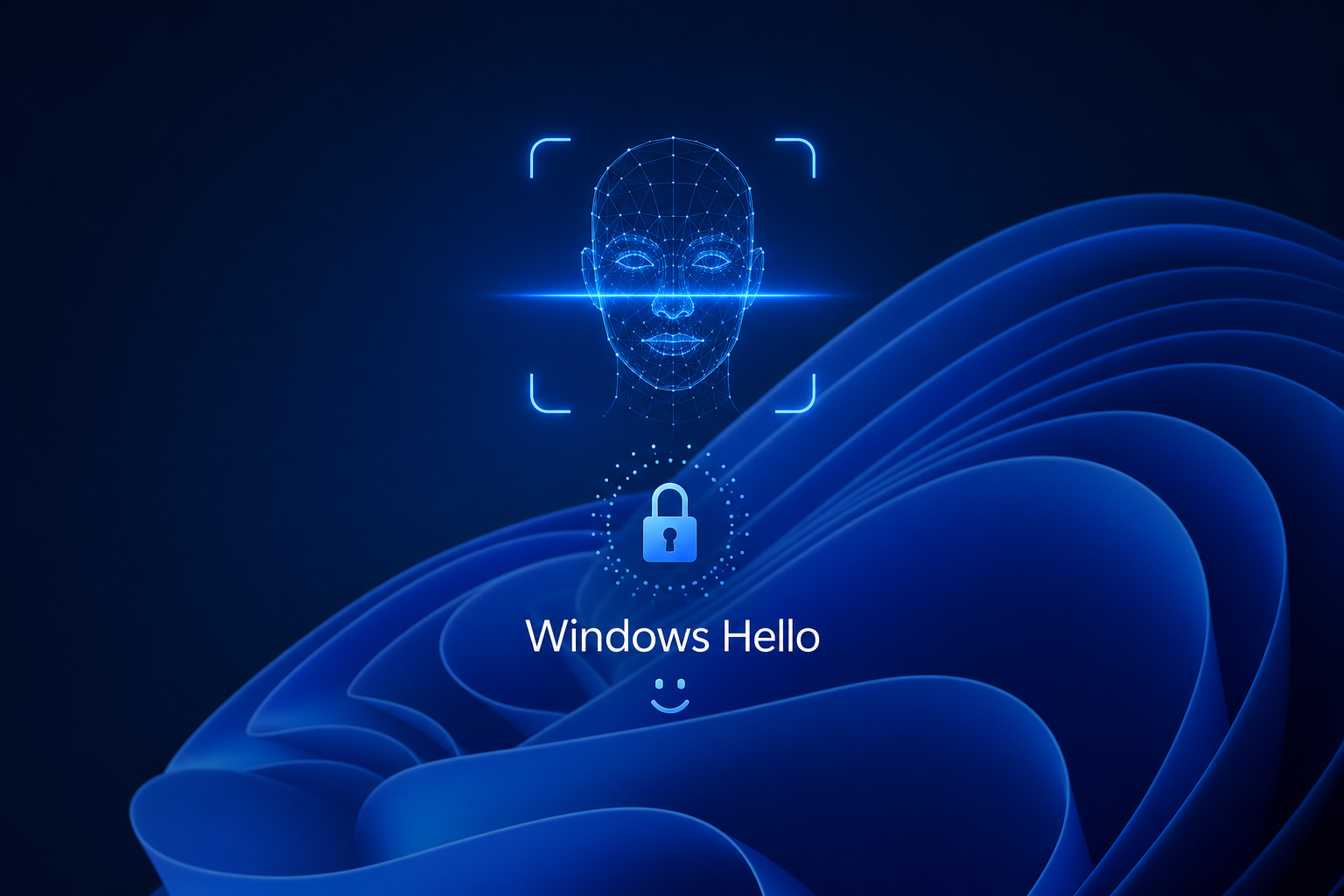 Windows Hello biometric upgrade facial recognition scan on Windows 11 lock screen