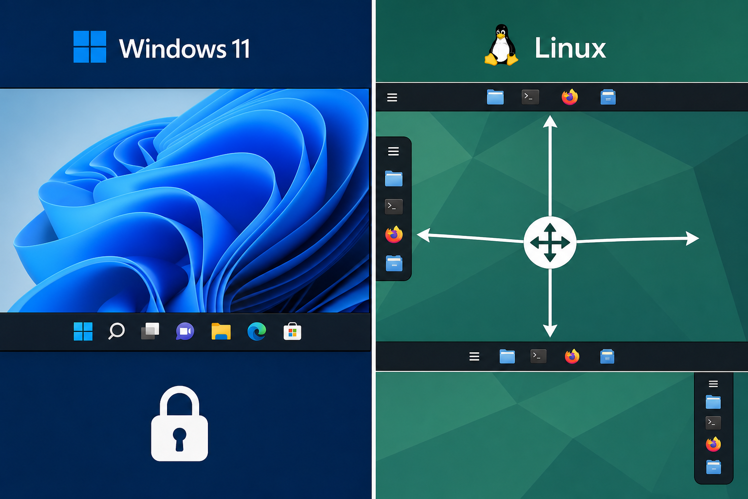 Windows 11 taskbar locked at bottom illustrating a major Windows 11 flaw