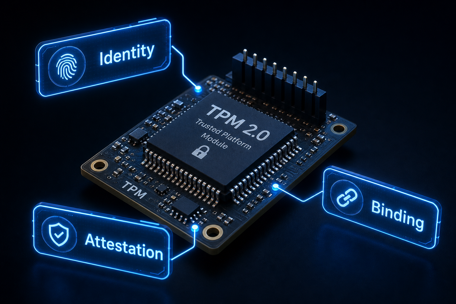 TPM 2.0 module illustrating Windows activation fraud prevention with hardware attestation