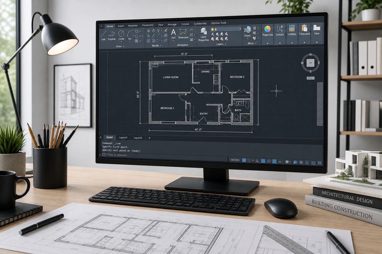 beginner learning AutoCAD for beginners on a CAD workstation setup