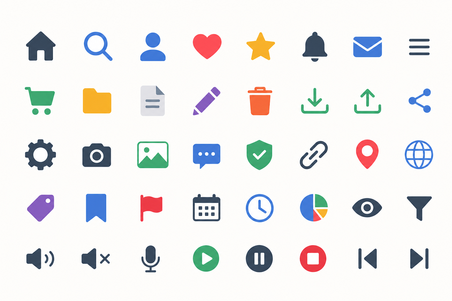 Grid of icons representing free vector graphics resources library