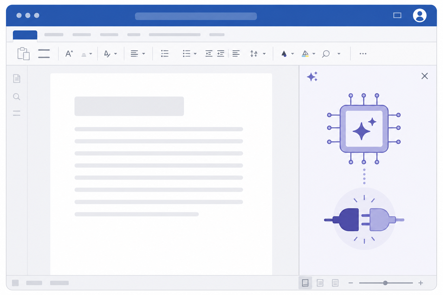 Office AI-plugins-opgavepanel forbinder dokument til AI-model
