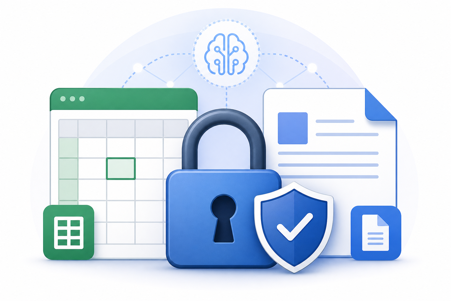Sikkerhedsskjold, der beskytter dokumenter, der bruges med office AI-plugins