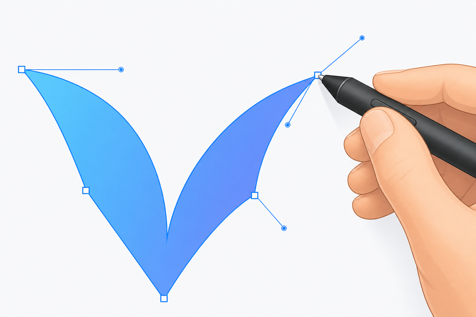 Manual node editing on a vector path with Bezier handles