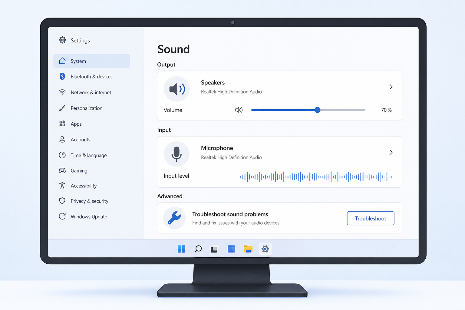 Windows sound troubleshooter fixing audio driver error screen