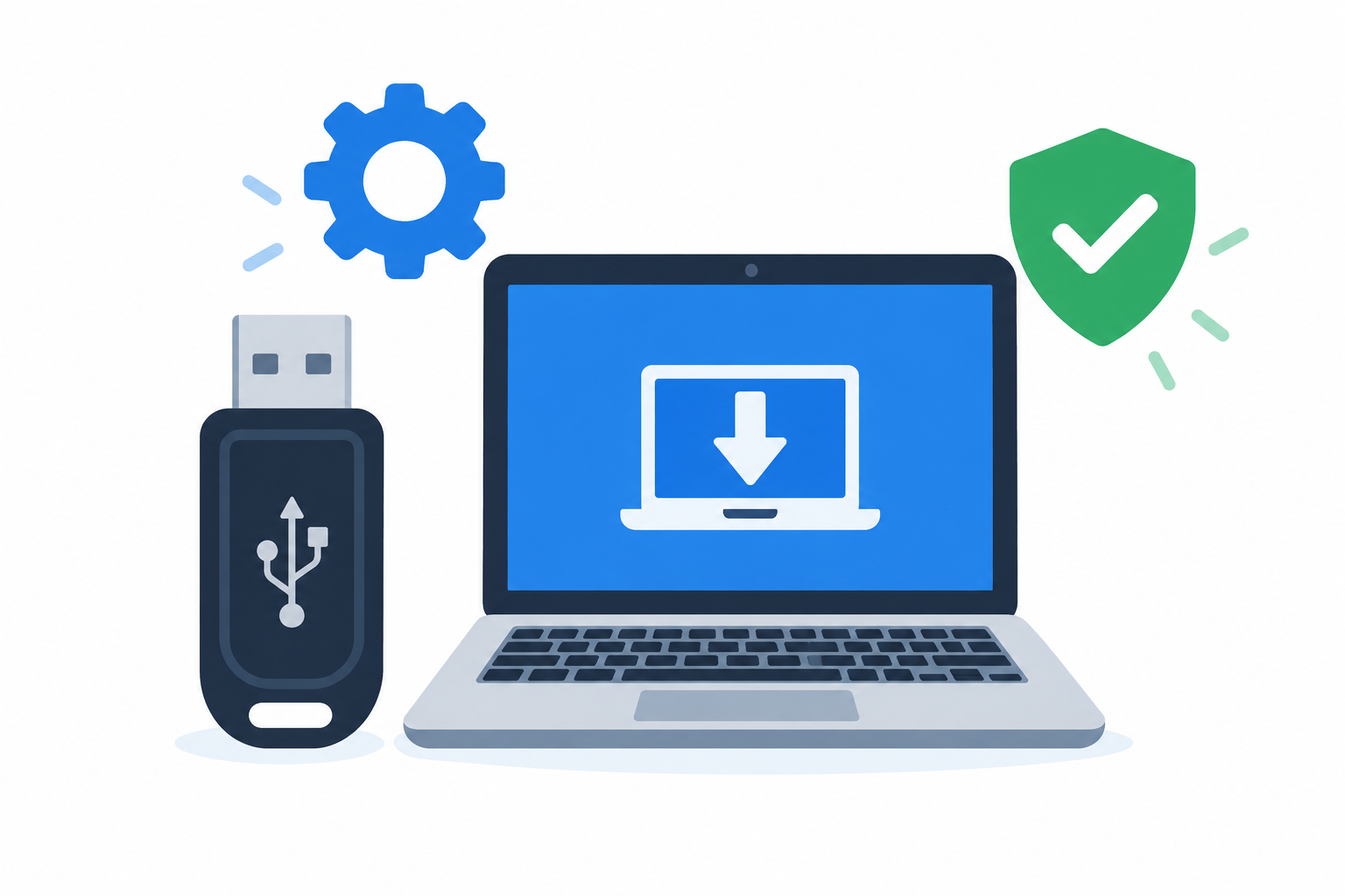 Bootable USB drive icons representing Rufus and Ventoy installation tools