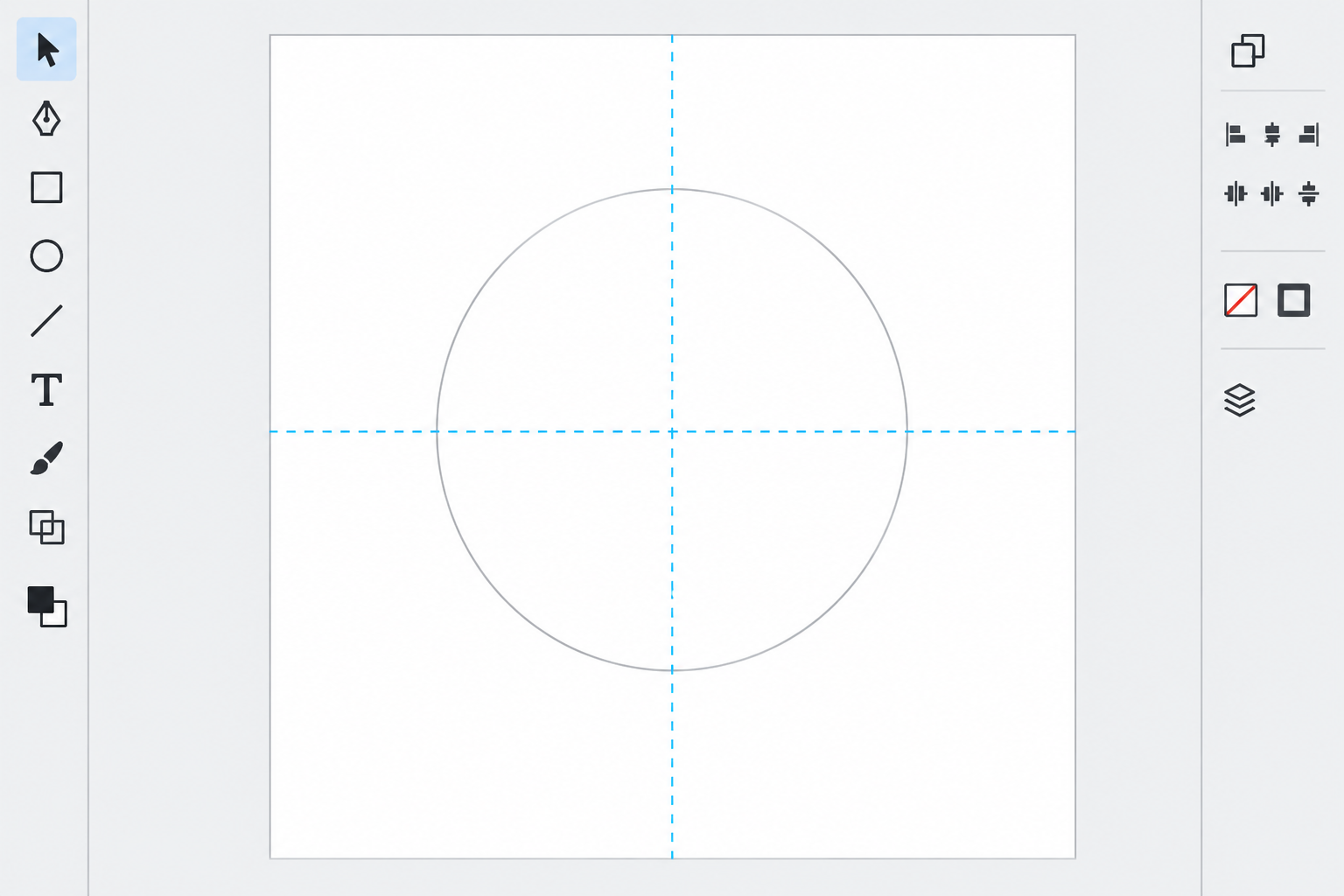 Centrerede hjælpelinjer til design af præstationsmærker i opsætning af CorelDRAW-lærred