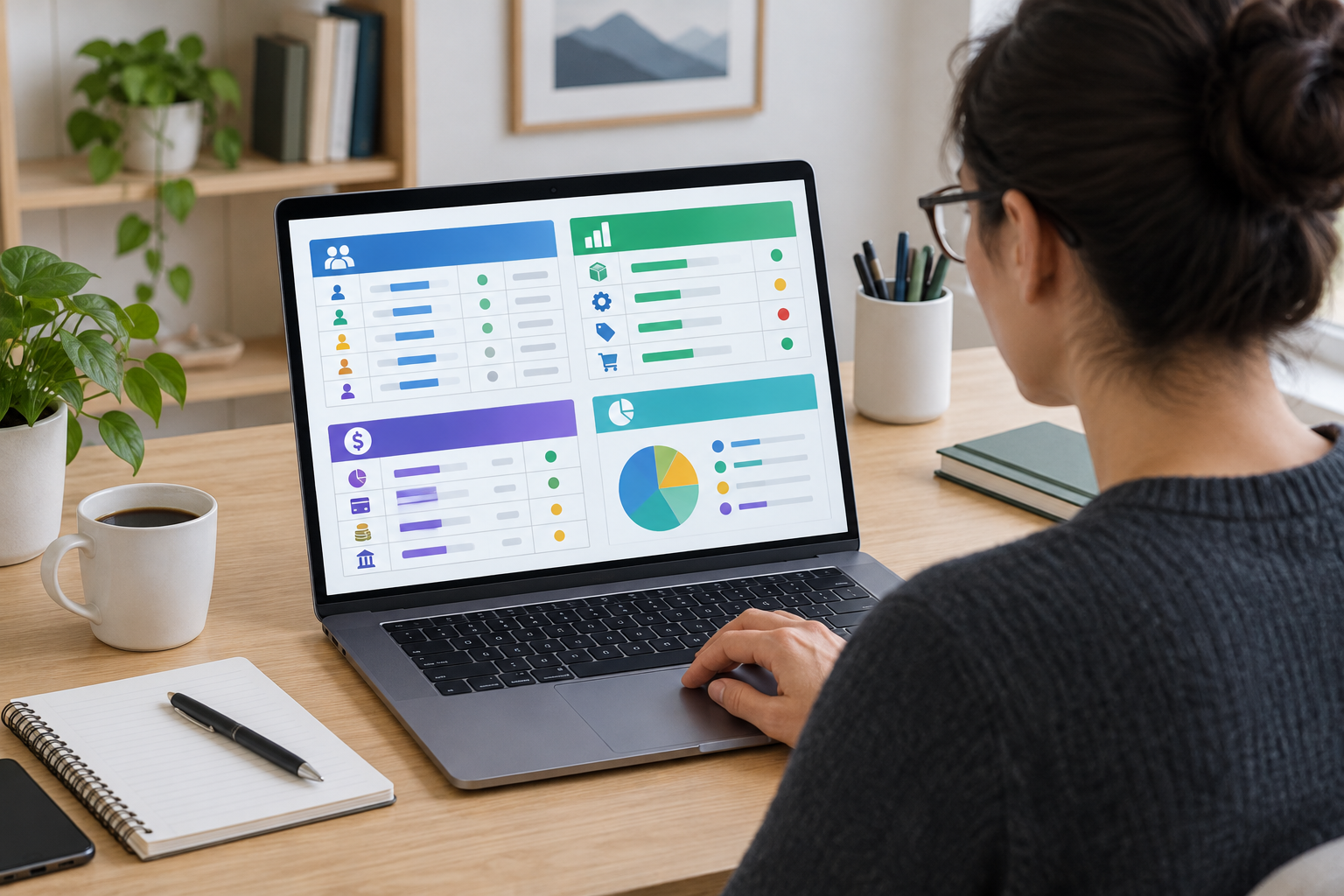 Freelancer reviewing a tracker spreadsheet with clear Excel table names Freelancer reviewing a tracker spreadsheet with clear Excel table names