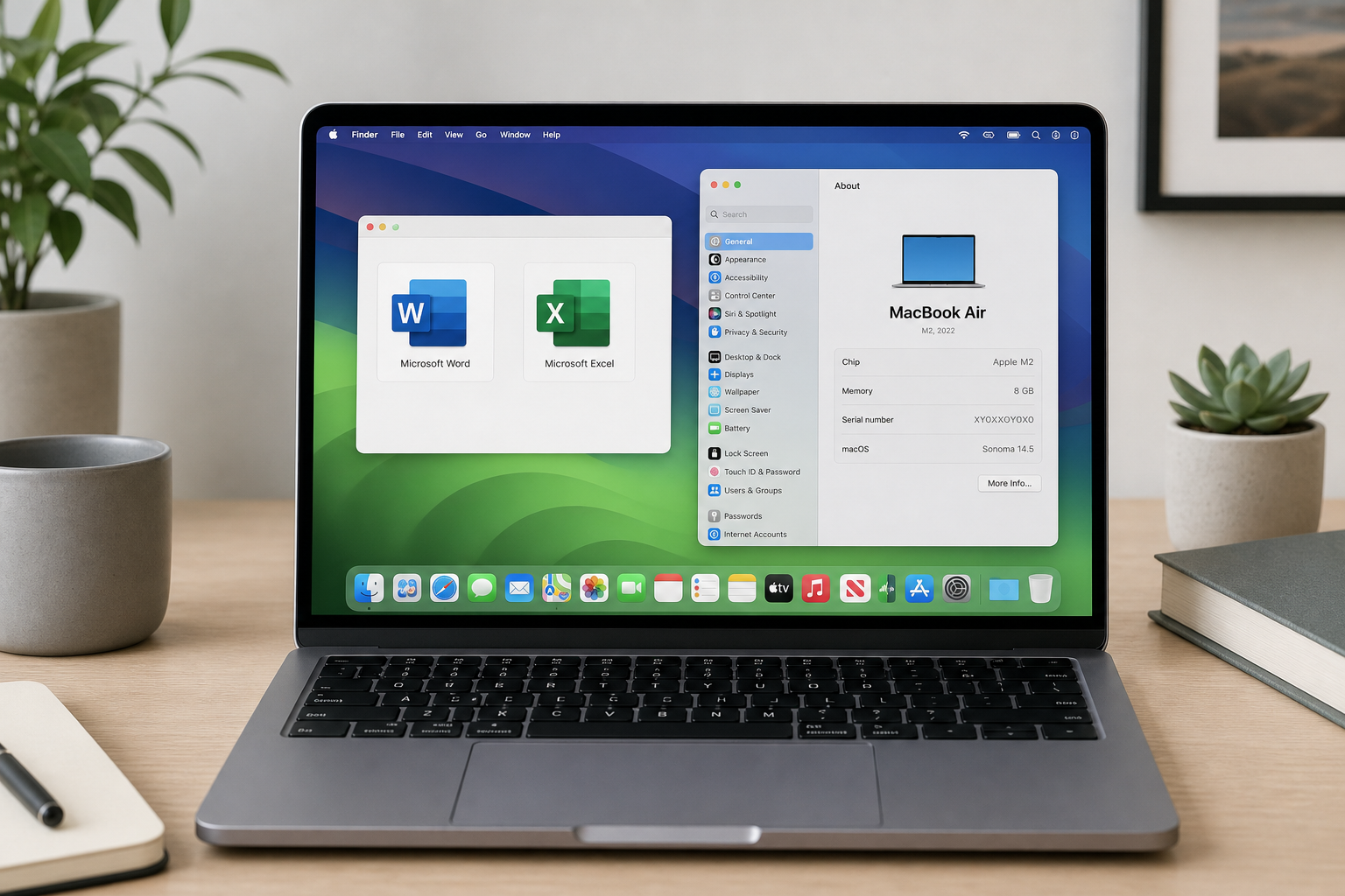 Checking Office for Mac compatibility on a MacBook screen