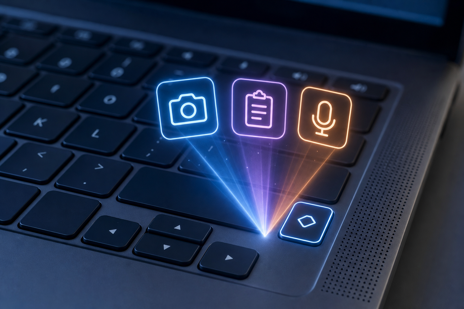 Laptop keyboard highlighting the key you can remap Copilot key function