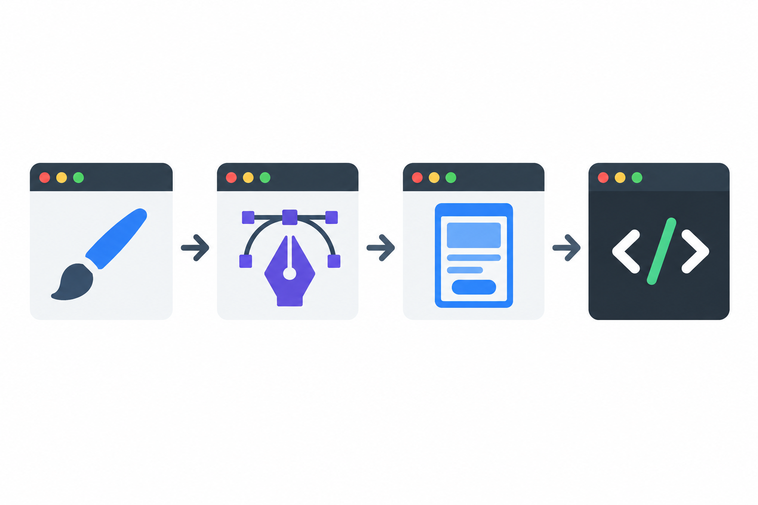 Icons representing different Publisher alternatives for newsletters side by side