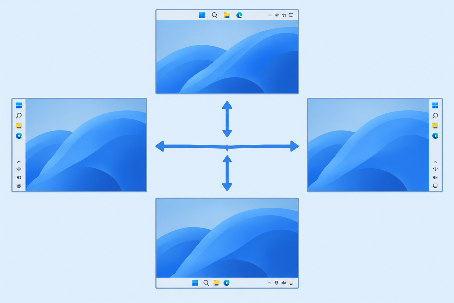 Illustration showing how to move the taskbar on a Windows desktop