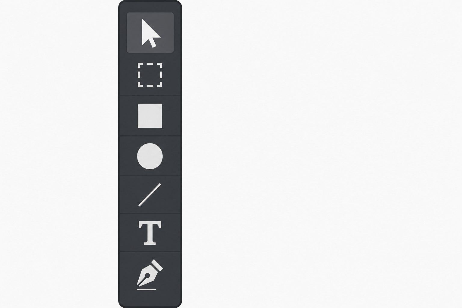 Toolbox panel icons used in a beginner vector design workspace