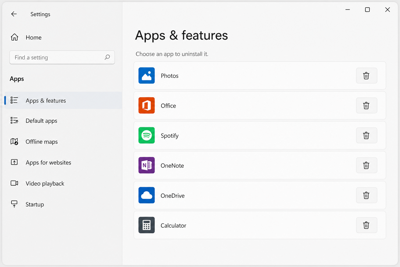 Settings menu used to remove Windows 11 bloatware safely Settings menu used to remove Windows 11 bloatware safely