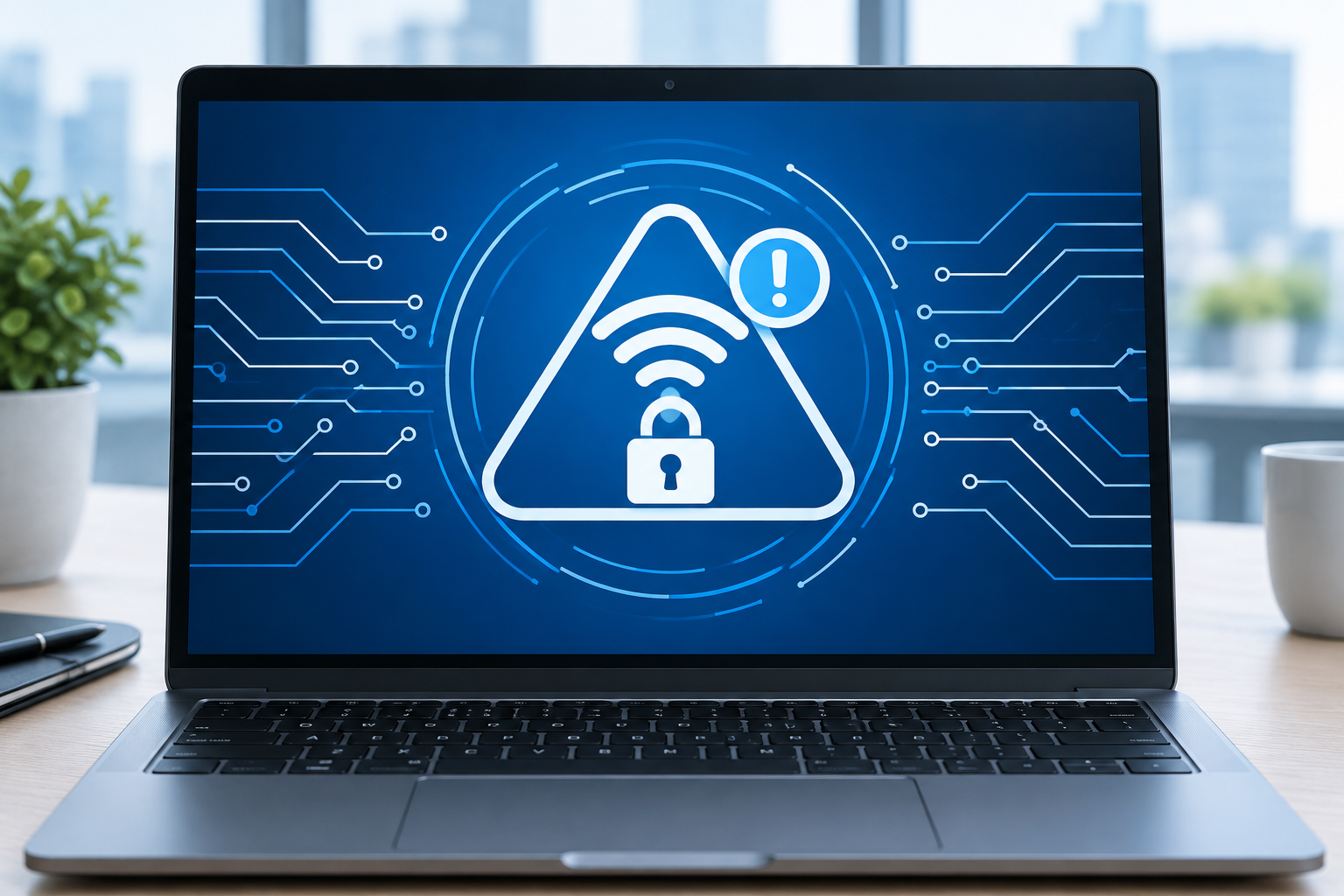 Laptop showing NTLM networking issue warning on a corporate network