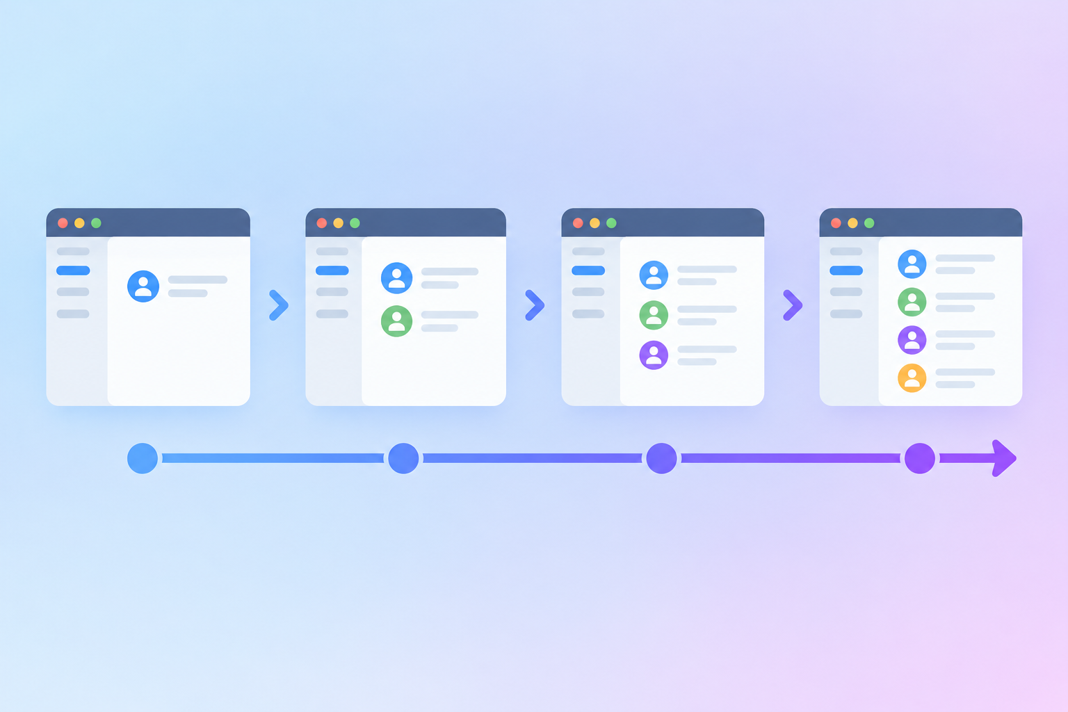 Row of apps representing gradual rollout of Windows 11 app launch speed