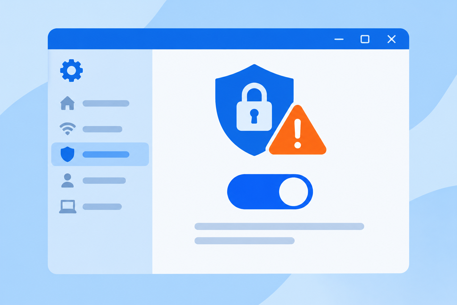 Settings panel icon showing a Windows 11 Always On VPN issue warning
